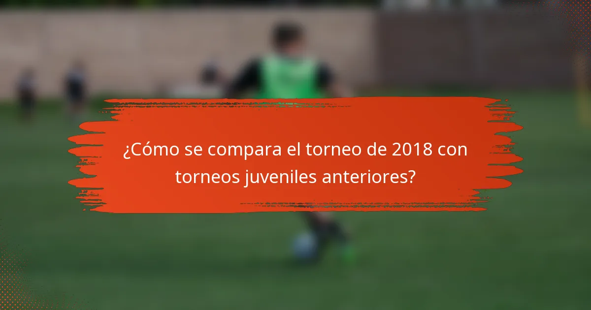 ¿Cómo se compara el torneo de 2018 con torneos juveniles anteriores?