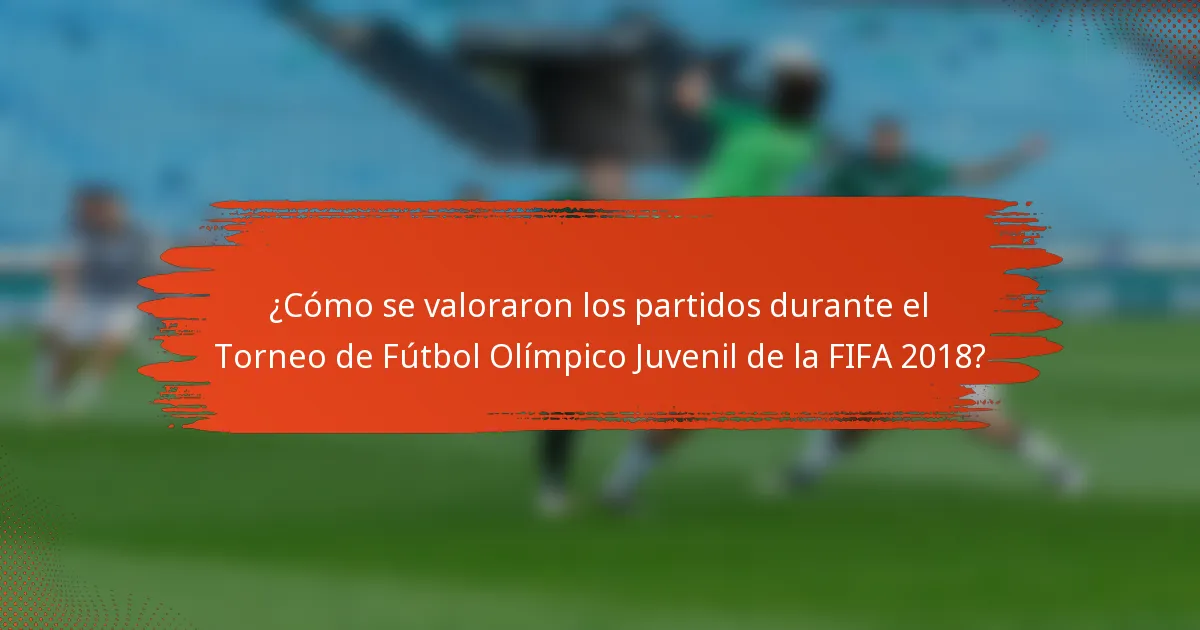 ¿Cómo se valoraron los partidos durante el Torneo de Fútbol Olímpico Juvenil de la FIFA 2018?