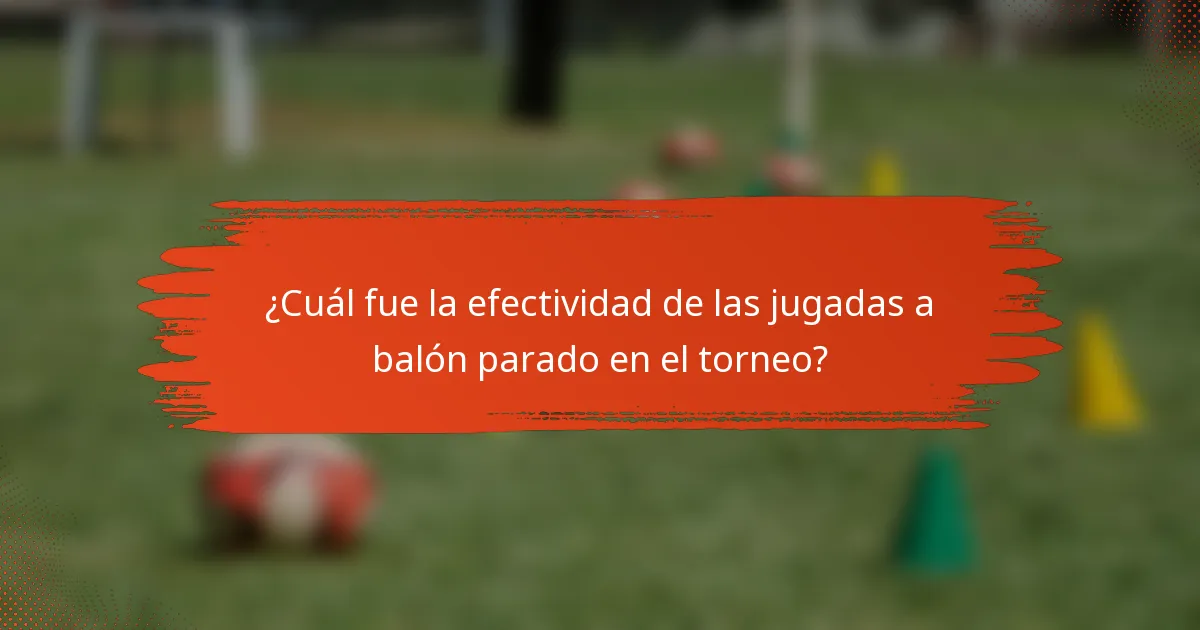 ¿Cuál fue la efectividad de las jugadas a balón parado en el torneo?